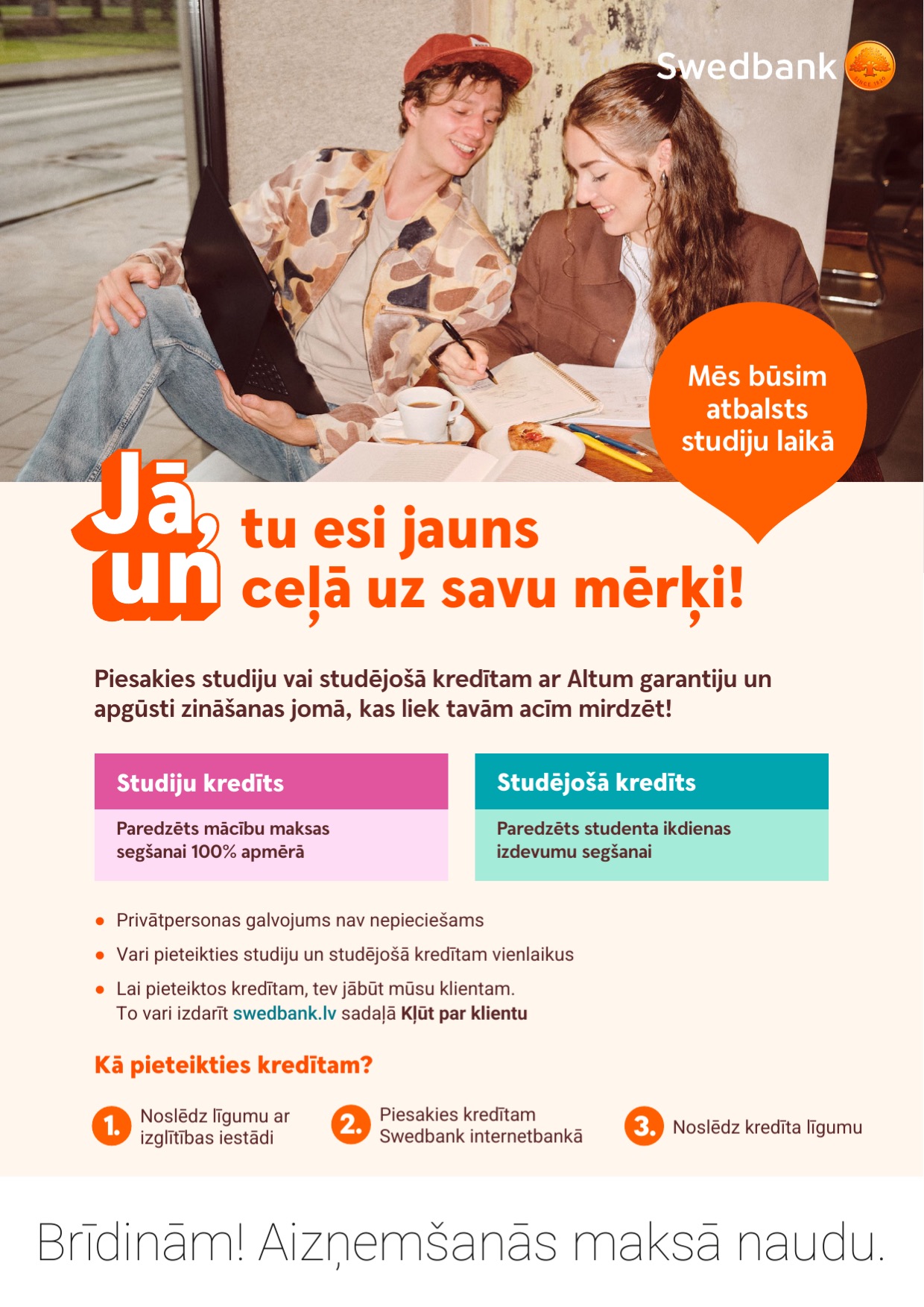 Swedbank studiju un studejosa kredits ar Altum garantiju